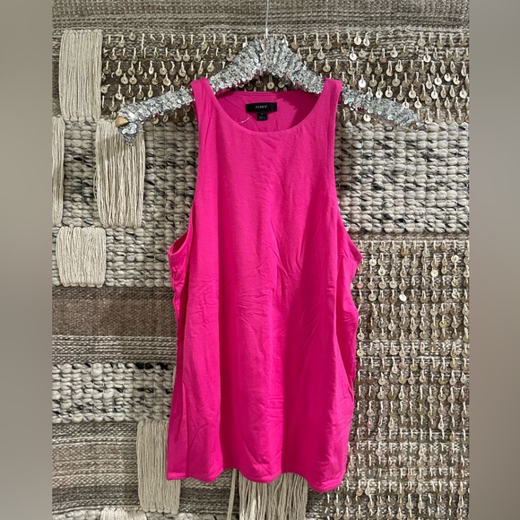 🩷 NWT J Crew hot pink knit tank stretch sz M - Picture 3 of 9